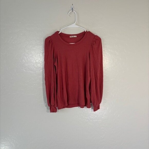 Marine Layer Top Womens XS Puff Sleeve Ribbed Blouse Long Sleeve BOHO - Picture 1 of 5